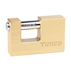 TIMCO 75mm Rectangular Brass Padlock (5055893301067) Blister Pack 1 Each RP75