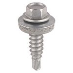 TIMCO 6.3 x 22 22mm Metal Construction Stitching Screws - For Sheet to Sheet - Hex - EPDM Washer - Self-Drilling - Exterior - Silver Organic (5055331820075) Box 100 Pieces S22W16B