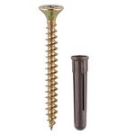 TIMCO 35mm Brown Plug, 5.0x50 Screw Brown Plastic Plugs with Screws (5055893388631) TIMpac 15 Pieces SBPLUGP