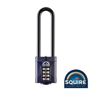 Squire 50mm Combination Padlock - Steel 4IN Long Shackle - CP50/4 (5012245038996) Blister Pack 1 Each SQR701730