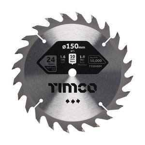 TIMCO 150 x 10 x 24T Handheld Cordless Circular Saw Blade (5055893302323) Clamshell 1 Each T1501024
