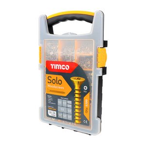 TIMCO 1200pcs Solo Chipboard & Woodscrews - Mixed Tray - PZ - Double Countersunk - Yellow (5055893382240) Tray 1200 Pieces TRAY1200