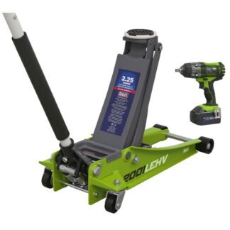 Sealey Trolley Jack & Cordless Impact Wrench Combo - Green (5054630451485) 2001LEHVCOMBO