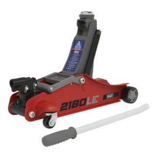 Sealey 180° Handle Low Profile Short Chassis Trolley Jack 2 Tonne - Red (5054630132605) 2180LE