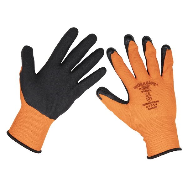 Sealey Worksafe® Foam Latex Gloves, X- Large - Pair (5055257204935) 9140XL