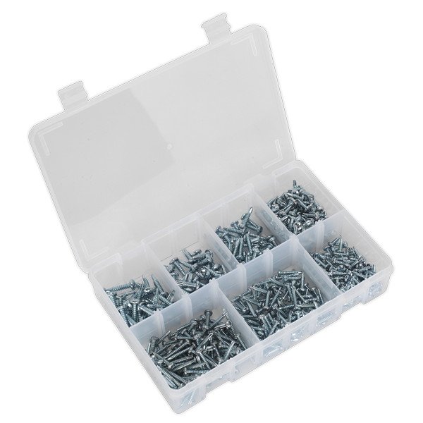 Sealey Zinc Plated Self- Drilling Pan Head Phillips Screw Assortment 500pc (5054511053401) AB060SDS