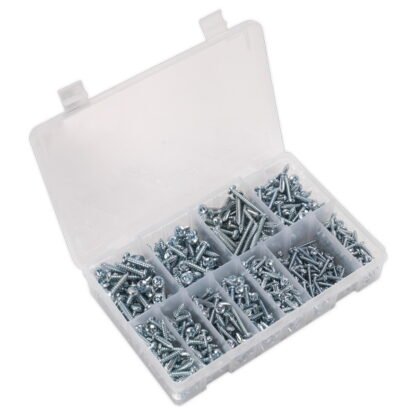 Sealey Zinc Plated Self- Tapping Pan Head Pozi Screw Assortment 700pc - DIN 7981CZ (5054511053432) AB063STPH