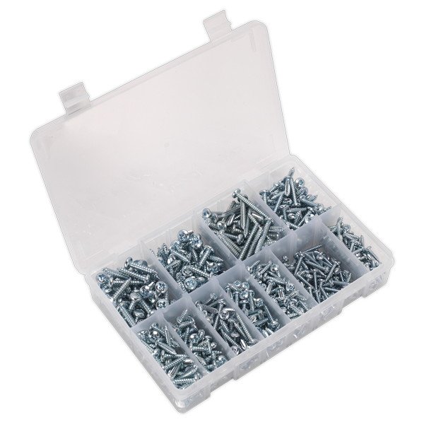 Sealey Zinc Plated Self- Tapping Pan Head Pozi Screw Assortment 700pc - DIN 7981CZ (5054511053432) AB063STPH