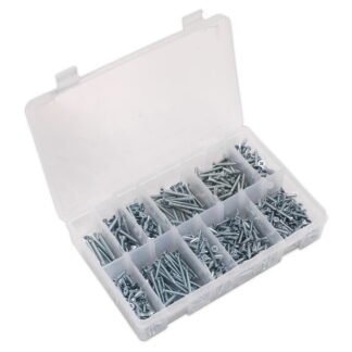 Sealey Zinc Plated Self- Tapping Countersunk Pozi Screw Assortment 600pc (5054511056969) AB065STCP
