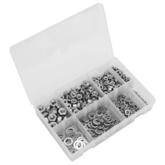 Sealey Stainless Steel Nut and Washer Assortment M5- M10 500pc (5054630305276) AB077NW