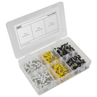 Sealey Numberplate Screw Assortment 4.8mm x 18mm 195pc - Plastic Enclosed Head (5054630052316) AB195NP