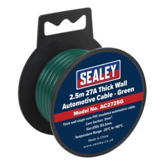 Sealey 27A Thick Wall Automotive Cable 2.5m - Green (5051747946712) AC2725G