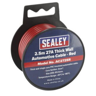 Sealey 27A Thick Wall Automotive Cable 2.5m - Red (5051747946729) AC2725R