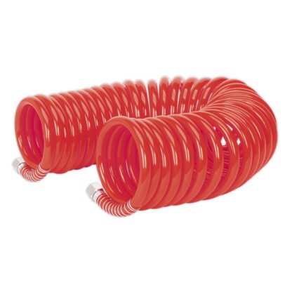 Sealey PU Coiled Air Hose with 1/4IN BSP Unions 10m x 8mm (5054511538663) AH10C/8