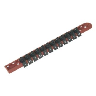 Sealey Premier Socket Retaining Rail with 12 Clips 1/4IN Sq Drive (5024209797269) AK1412