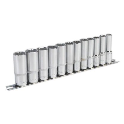 Sealey Premier Deep Socket Set 3/8IN Sq Drive 12- point 12pc (5051747360013) AK2683