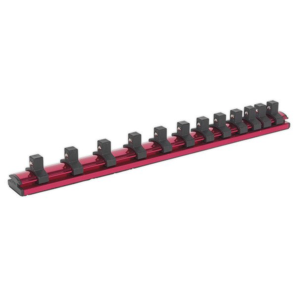 Sealey Premier Magnetic Socket Retaining Rail with 12 Clips 3/8IN Sq Drive (5051747784093) AK27083