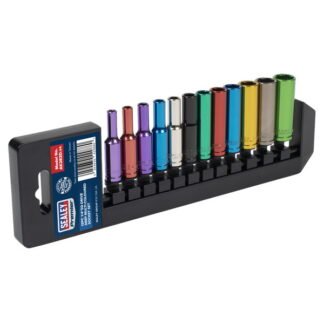 Sealey Premier Deep Multi- Coloured Socket Set 1/4IN Sq Drive 12pc (5054630429880) AK282D