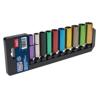 Sealey Premier Deep Multi- Coloured Socket Set 3/8IN Sq Drive 10pc (5054630410321) AK285D
