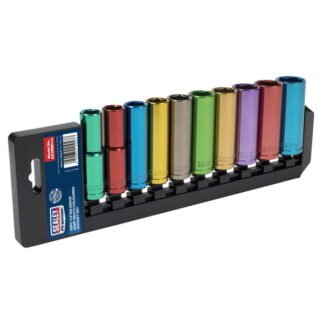 Sealey Premier Deep Multi- Coloured Socket Set 1/2IN Sq Drive 10pc (5054630410437) AK288D