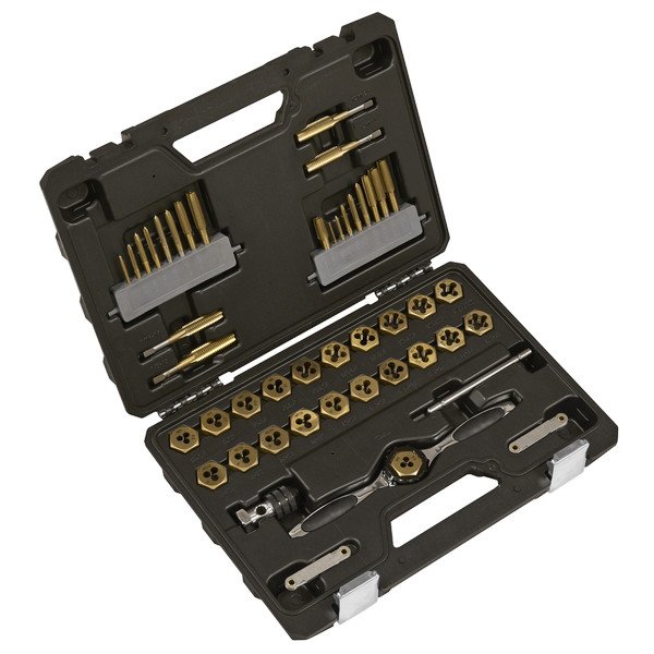 Sealey Premier Metric & Imperial Titanium Coated Hexagonal Tap & Die Set 46pc (5054630467639) AK3046