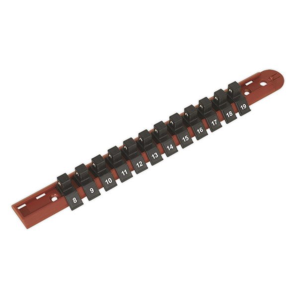 Sealey Premier Socket Retaining Rail with 12 Clips 3/8IN Sq Drive (5024209797276) AK3812