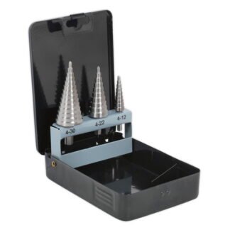 Sealey Double Flute HSS 4341 Step Drill Bit Set 3pc (5054511002591) AK4746