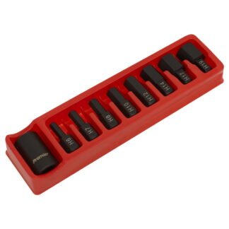 Sealey Premier Hex Impact Bit & Holder Set 1/2IN Sq Drive 9pc (5051747594326) AK5609