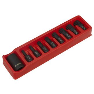 Sealey Premier Spline Impact Bit & Holder Set 1/2IN Sq Drive 9pc (5051747594340) AK5611