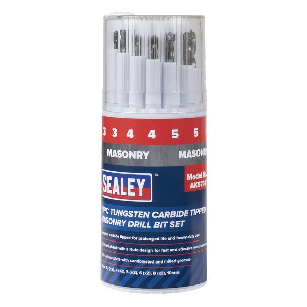 Sealey Tungsten Carbide Tipped Masonry Drill Bit Set 11pc (5054630397806) AK5702