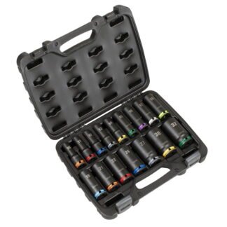 Sealey Lock- Onβ’ Deep Impact Socket Set 1/2IN Sq Drive 16pc (5054630475283) AK58170M