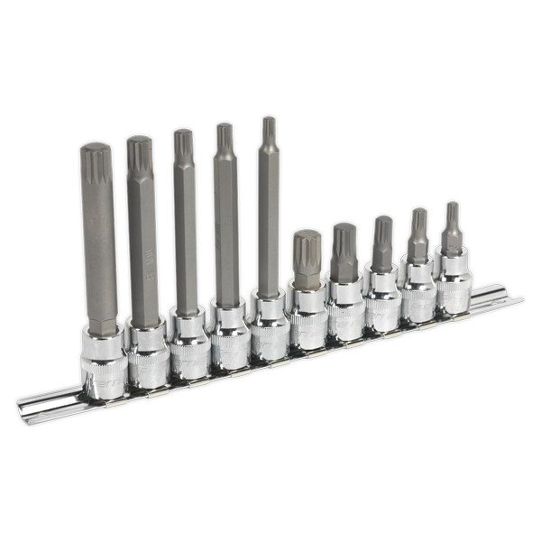 Sealey Premier Spline Socket Bit Set 3/8IN Sq Drive 10pc (5024209682497) AK6216