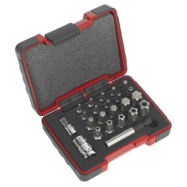 Sealey Premier TRX- P* & TRX- TS* Security Bit Set 1/4IN & 3/8IN Sq Drive 23pc (5051747594296) AK6226