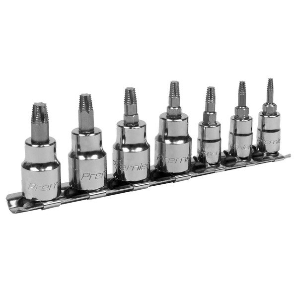 Sealey Premier Lock- On™ TRX- Star* Socket Bit Set 1/4IN & 3/8IN Sq Drive 7pc (5054511725346) AK62262