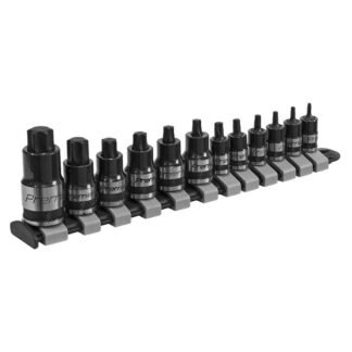 Sealey Premier Black Stubby TRX- Star* Socket Bit Set 1/4IN , 3/8IN & 1/2IN Sq Drive 12pc (5054511267471) AK6228B