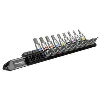 Sealey Premier Platinum Series Hex & TRX- Star* Socket Bit Set 3/8IN Sq Drive 18pc (5054630593369) AK6252