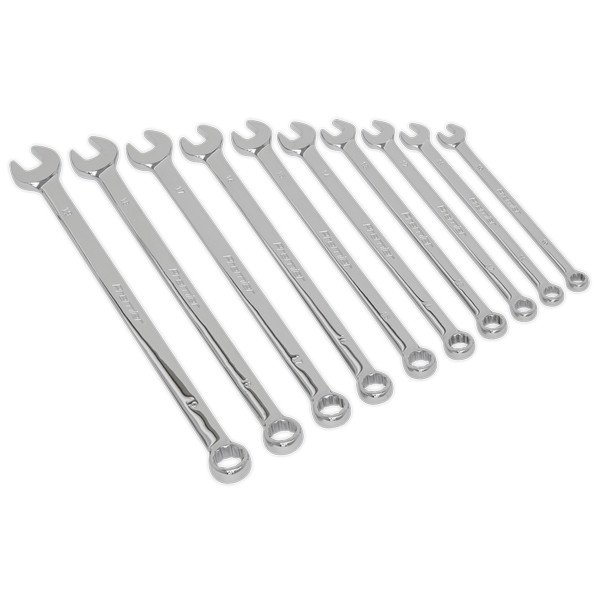Sealey Premier Extra- Long Combination Spanner Set 10pc (5054511372649) AK6310