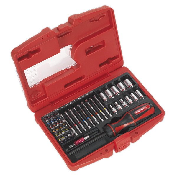 Sealey Premier Fine Tooth Ratchet Screwdriver & Accessory Set 51pc (5051747789630) AK64903