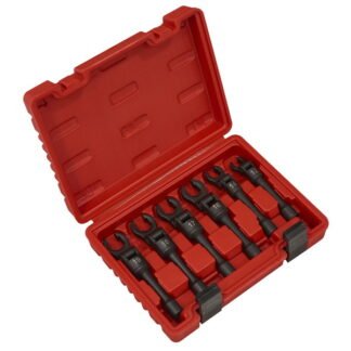 Sealey Flexi- Head Flare Nut Diesel Injection Wrench Set 6pc 3/8IN Sq Drive (5054630438912) AK6901