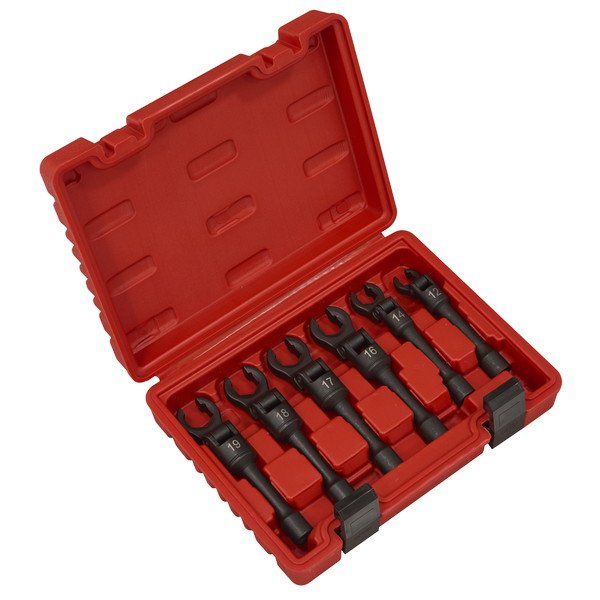 Sealey Flexi- Head Flare Nut Diesel Injection Wrench Set 6pc 3/8IN Sq Drive (5054630438912) AK6901