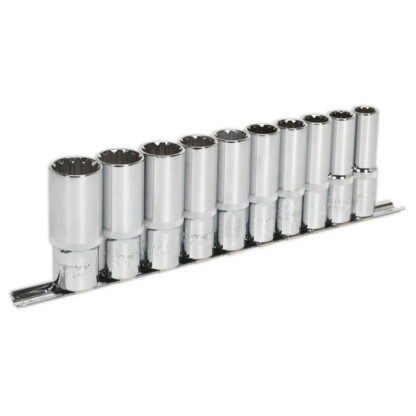 Sealey Premier Total Drive® Deep Socket Set 1/2IN Sq Drive 10pc (5024209726290) AK70610D