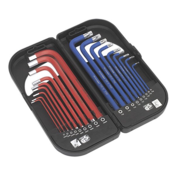 Sealey Premier Long Anti- Slip TRX- Star* & Ball- End Hex Key Set 18pc (5051747481947) AK7176