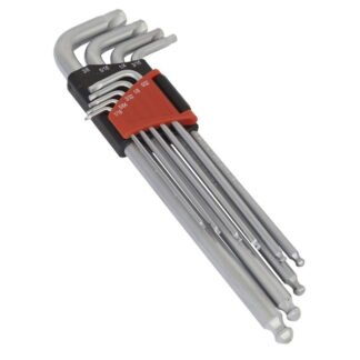 Sealey Premier Imperial Lock- On™ Extra- Long Ball- End Hex Key Set 9pc (5054511718607) AK7181