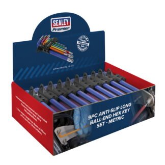 Sealey Premier Long Colour- Coded Ball- End Hex Key Set 9pc - Display Box of 10 (5054630234521) AK7190DB