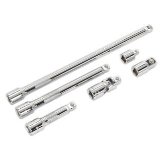 Sealey Premier Wobble/Rigid Extension Bar, Adaptor & Universal Joint Set 3/8IN Sq Drive 6pc (5054511211054) AK7690