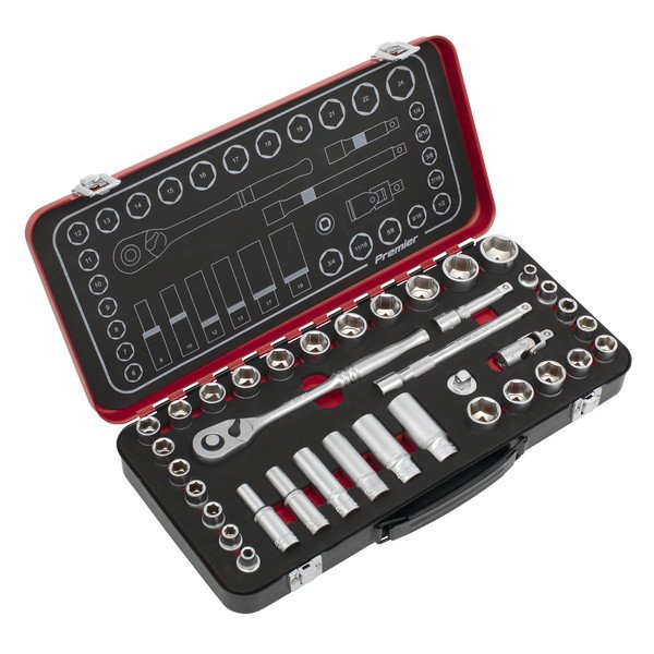 Sealey Premier Platinum Metric/Imperial Socket Set 3/8IN Sq Drive 37pc (5054630278631) AK7923