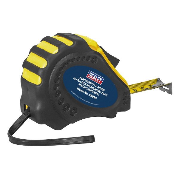 Sealey Metric/Imperial Auto Lock Tape Measure 7.5m(25ft) x 25mm (5024209906470) AK995
