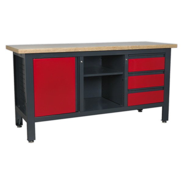 Sealey Workbench with 3 Drawers, 1 Cupboard & Open Storage (5054511099881) AP1905B