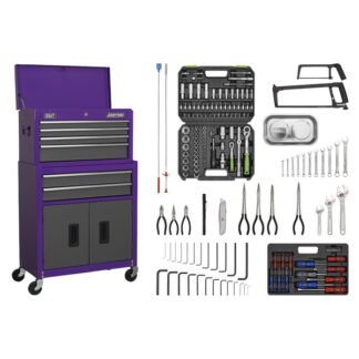 Sealey American PRO® Topchest & Rollcab Combination 6 Drawer with 170pc Tool Kit - Purple/Grey (5054511123920) AP2200COMBOCP