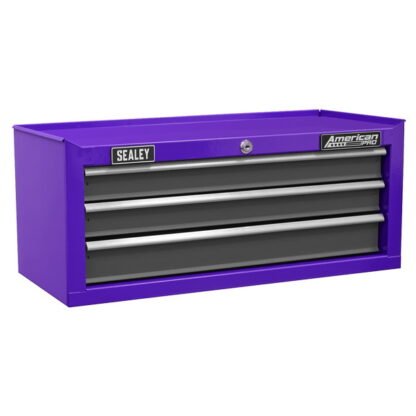 Sealey American PRO® Mid- Box Tool Chest 3 Drawer - Purple/Grey (5054630218538) AP22309BBCP